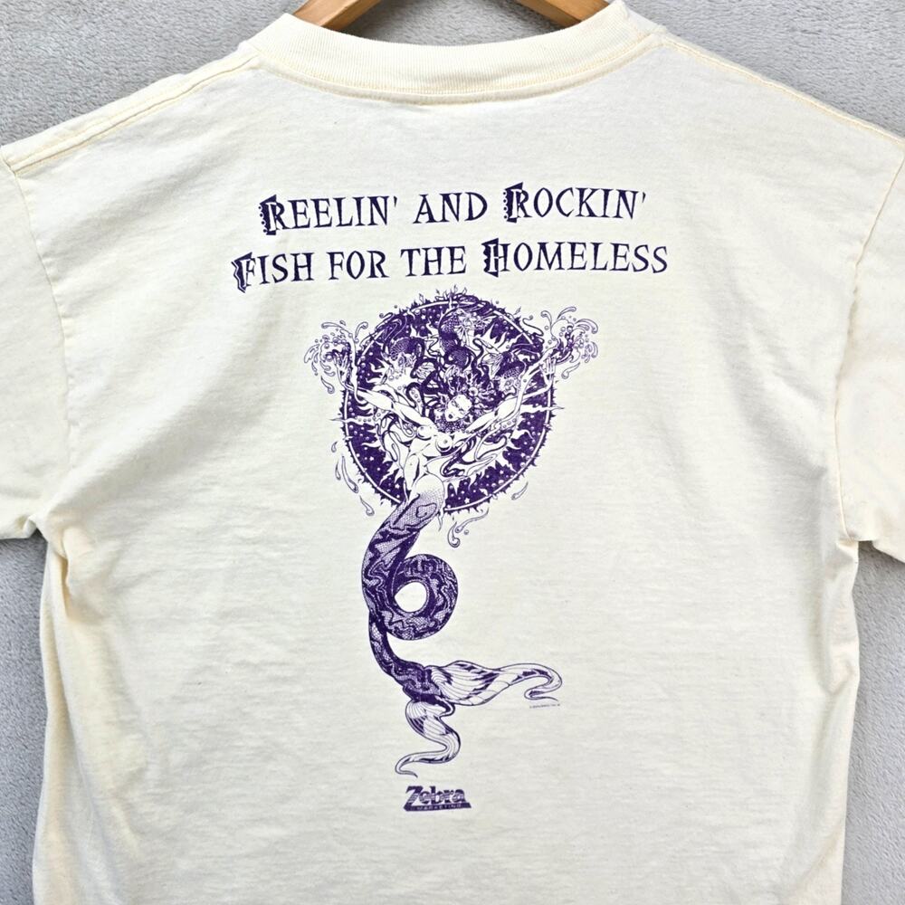 Vintage 90s Reelin & Rockin Shirt Large Mermaid Fish For Homeless USA Made